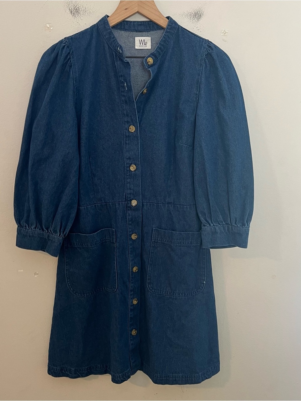 WASH LAB- Button Front Denim Mini Dress Size M - Picture 2 of 6